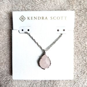 Kendra Scott Kiri Necklace in Rose Quartz in Rhodium Plate Silver NWT
